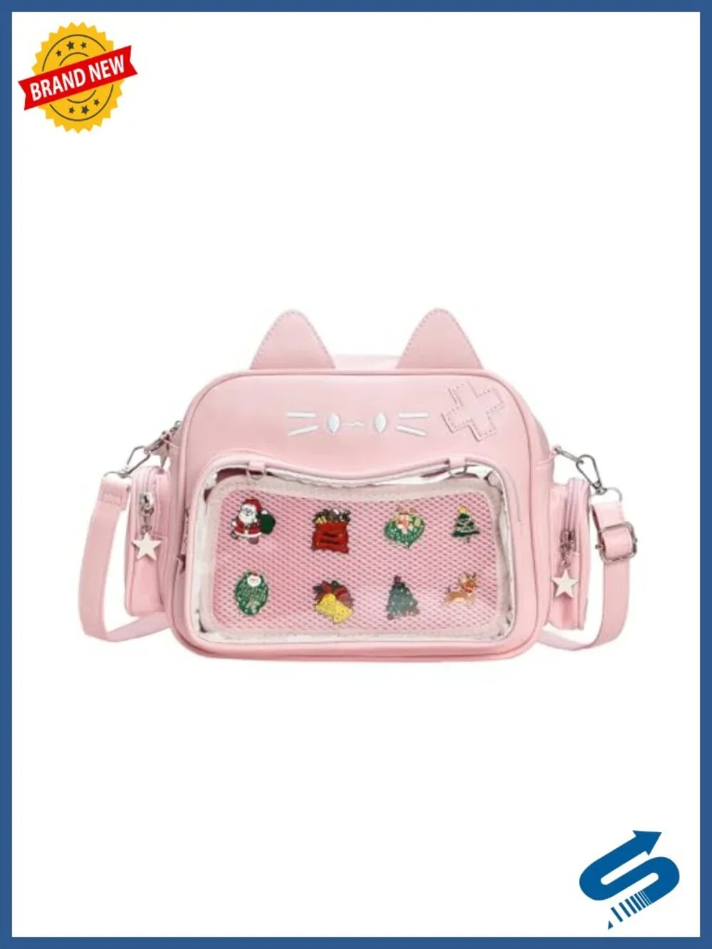Kawaii Cat Ita Bag Crossbody Shoulder Backpack with Pin Display Insert